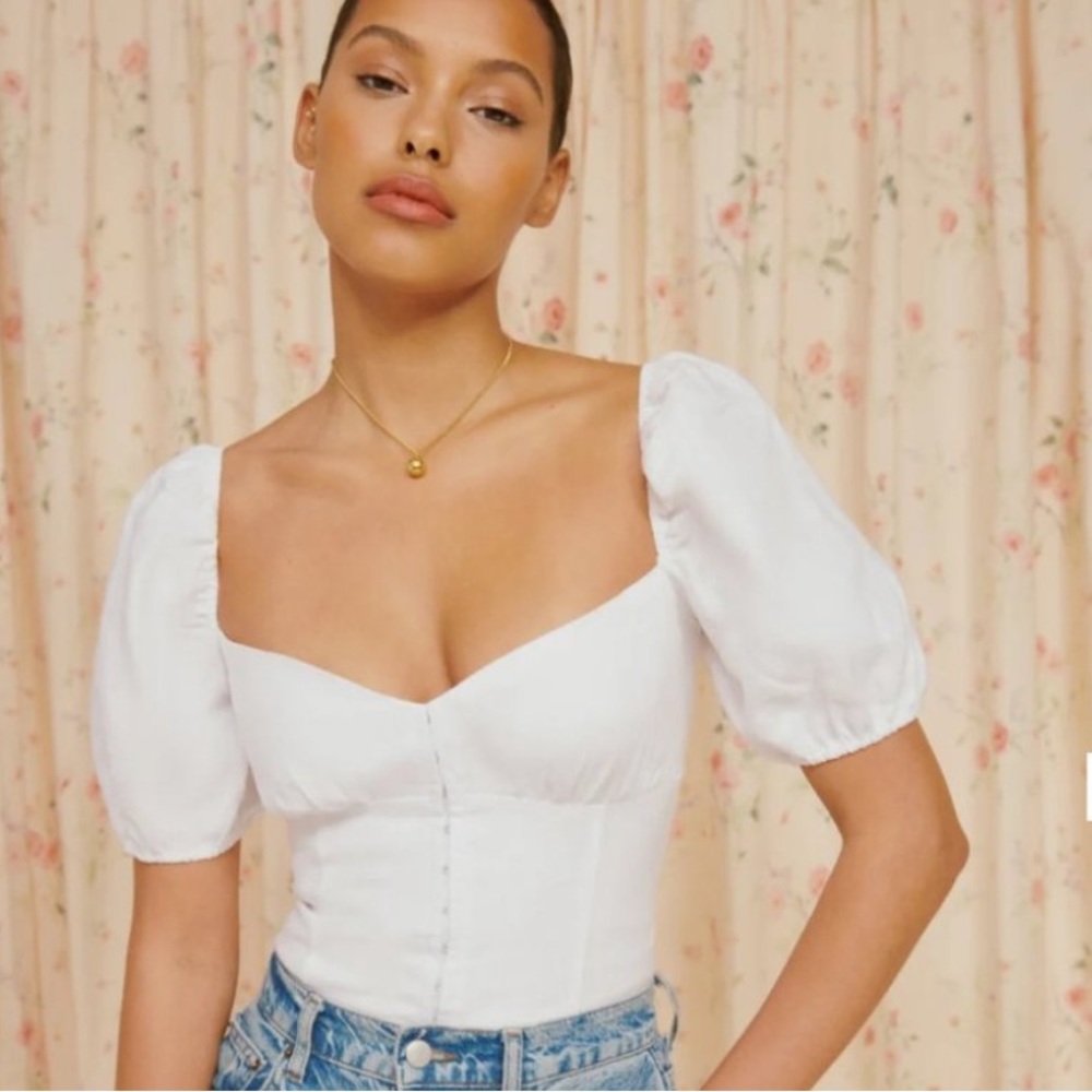 Reformation Rome linen top, size 0
